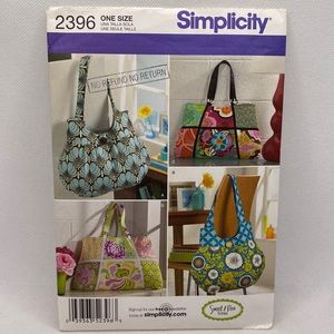 Simplicity 2396 Sewing Pattern Tote Bags Sweet Pea Uncut